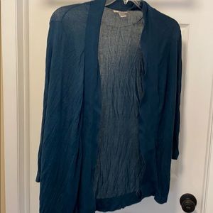 Light semi sheer dark green L loft cardigan